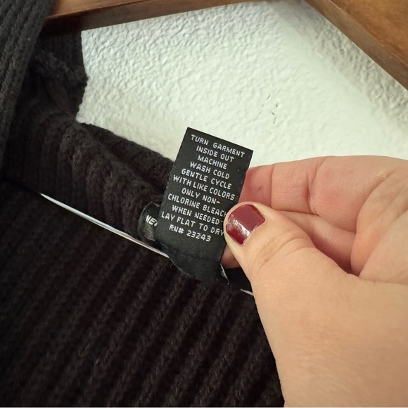 Ribbed Chunky Knit Button Detachable Cowl Neck Drape Sweater Small NY & Company - Picture 10 of 11